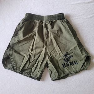 Kid's Trooper USMC PT Shorts, size XS (4/5), Dark Green